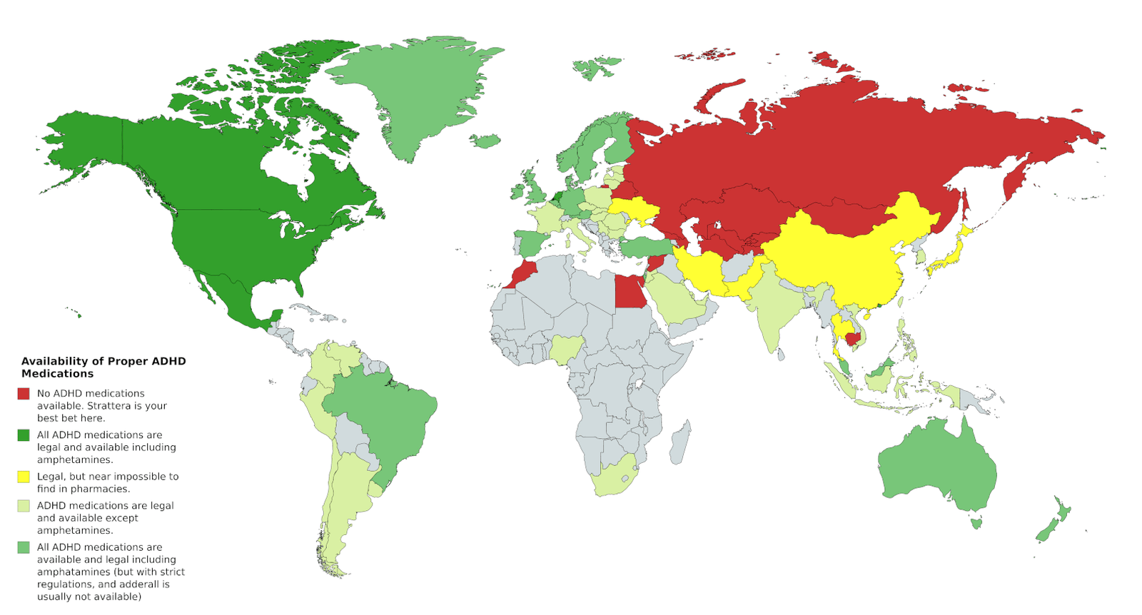 ADHD Meds legal status world map : r/ADHDers